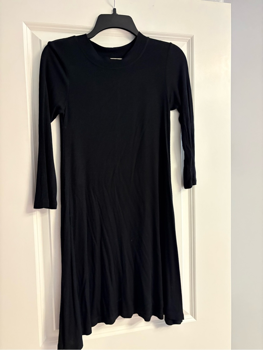 American Eagle Outfitters Black Ribbed Soft and Sexy Long-Sleeve Mini Dress